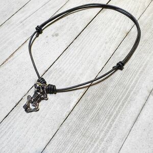 Skeleton Stainless Steel Adjustable Leather Necklace